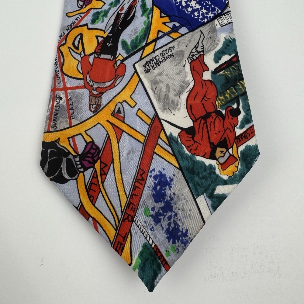 VTG Nicole Miller Ski Snowboard Novelty Tie Winter Sports Silk 1992
